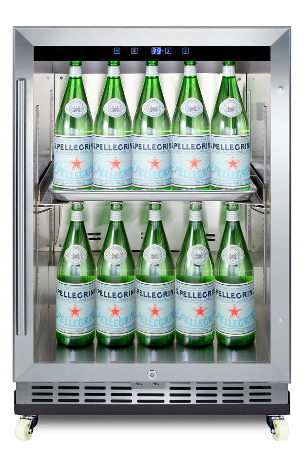 24" Wide Outdoor Mini Reach-In Beverage Center with Dolly - Summit SCR611GLOSRI - Summit - Wine Fridge Pros