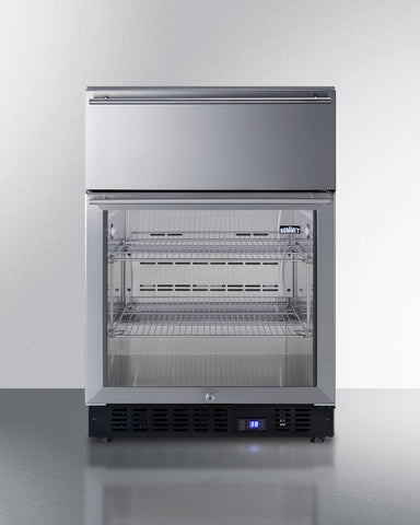 24" Wide Built-In Commercial Beverage Refrigerator With Top Drawer Summit SCR615TDCSS - Summit - Wine Fridge Pros