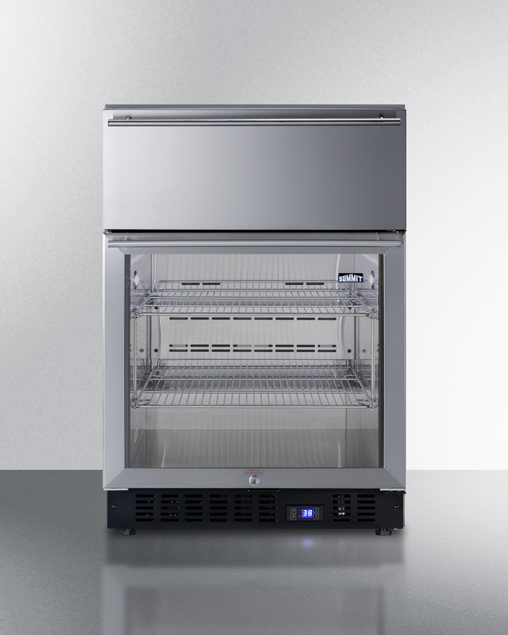24" Wide Built-In Commercial Beverage Refrigerator With Top Drawer Summit SCR615TDCSS - Summit - Wine Fridge Pros