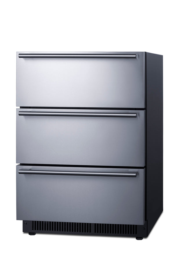 24" Wide Built-In 3-Drawer Outdoor All-Refrigerator - Summit SP6DS3DOS - Summit - Wine Fridge Pros