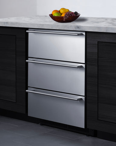 24" Wide Built-In 3-Drawer Outdoor All-Refrigerator - Summit SP6DS3DOS - Summit - Wine Fridge Pros