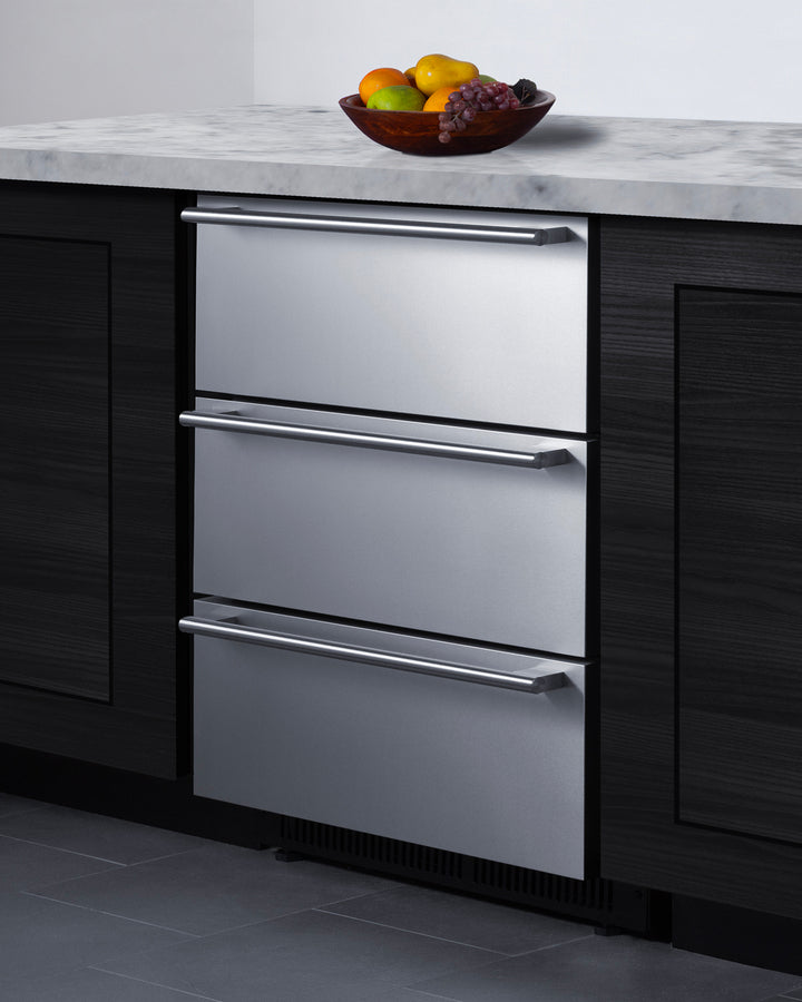 24" Wide Built-In 3-Drawer Outdoor All-Refrigerator - Summit SP6DS3DOS - Summit - Wine Fridge Pros