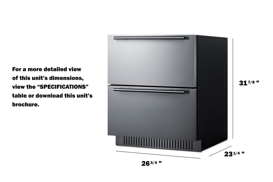 27" Wide 2-Drawer All-Refrigerator, ADA Compliant - Summit SPR275OS2DADA