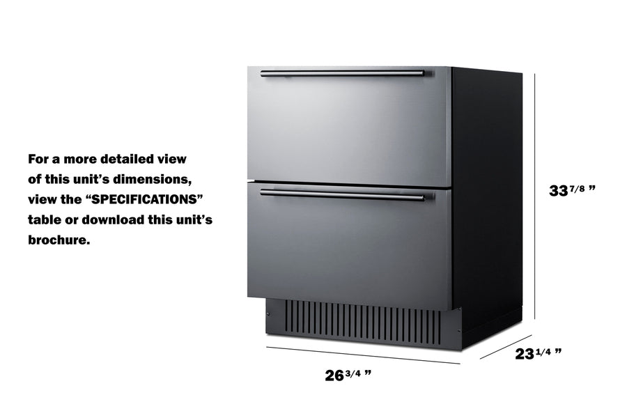 27" Wide 2-Drawer All-Refrigerator - Summit SPR275OS2D