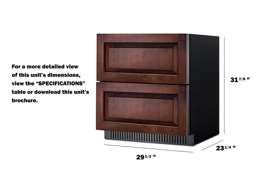 30" Wide 2-Drawer All-Refrigerator, ADA Compliant (Panels Not Included) - Summit SPR3032DPNRADA