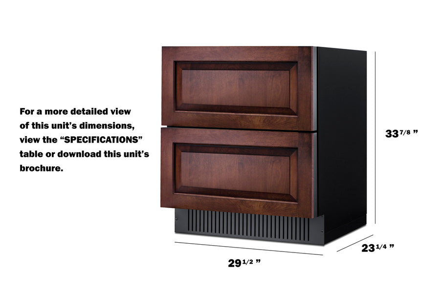 30" Wide 2-Drawer All-Refrigerator (Panels Not Included) - Summit SPR3032DPNR