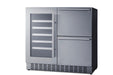 36" Wide Combination Wine Cellar & 2-Drawer Refrigerator - Summit SWCDAR36UC - Summit - Wine Fridge Pros