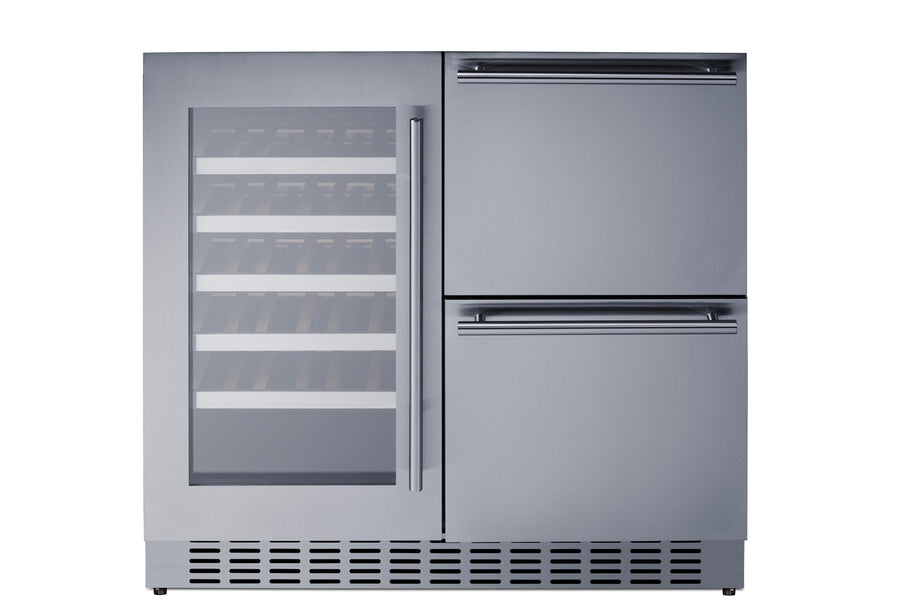 36" Wide Combination Wine Cellar & 2-Drawer Refrigerator - Summit SWCDAR36UC - Summit - Wine Fridge Pros