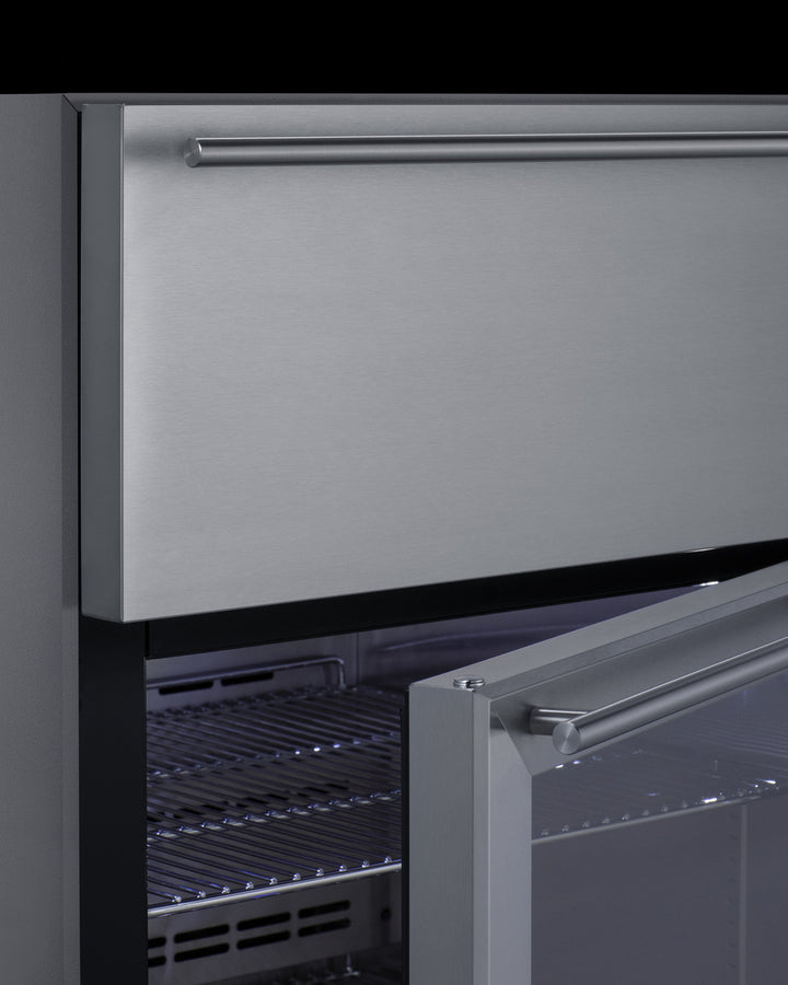 24" Wide Built-In Commercial Beverage Refrigerator With Top Drawer Summit SCR615TDCSS - Summit - Wine Fridge Pros