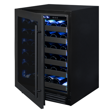 Reserva Series 50 Bottle 34" Tall Single Zone Left Hinge Black Stainless Steel Wine Cooler Refrigerator - Allavino BDW5034S-1BSL - Allavino - Wine Fridge Pros