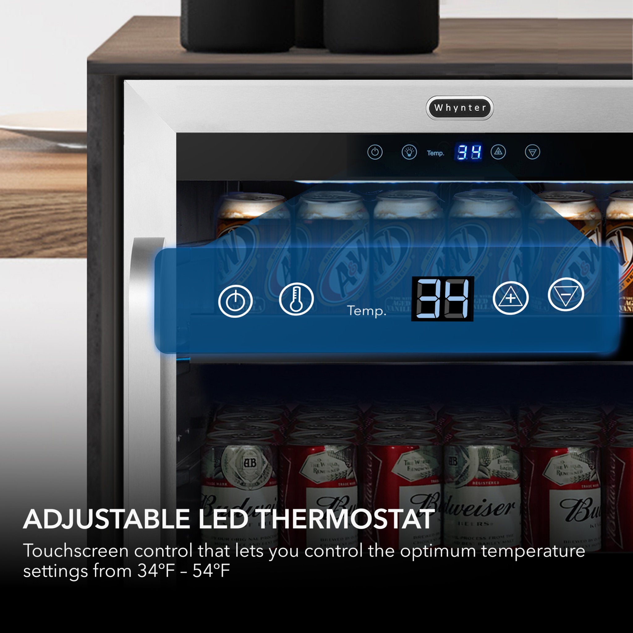24″ Built-In 182 Can Undercounter Stainless Steel Beverage Refrigerator cooler with Reversible Door, Digital Control, Lock and Carbon Filter | BBR-148SB
