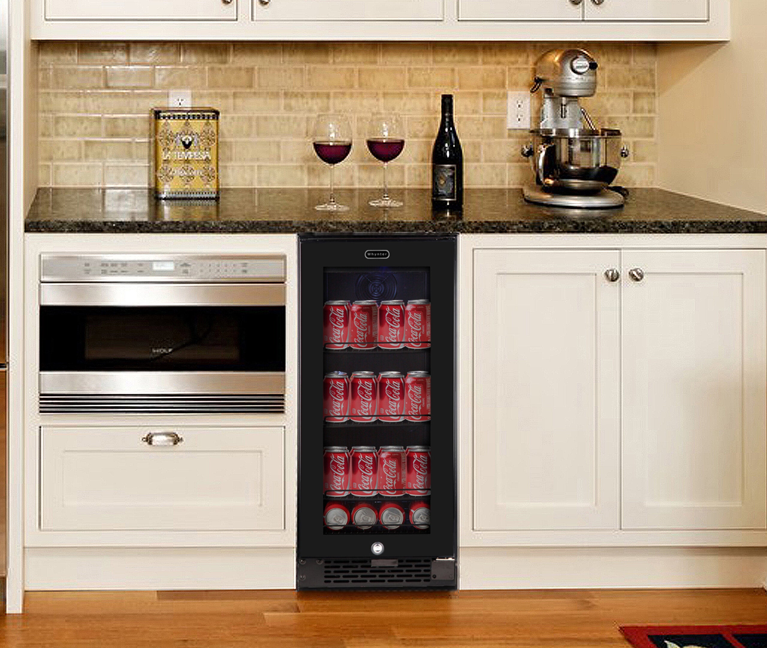 15″ Built-in Black Glass 128-can capacity 3.0 cu ft. Beverage Refrigerator - Whynter BBR-801BG - Whynter - Wine Fridge Pros