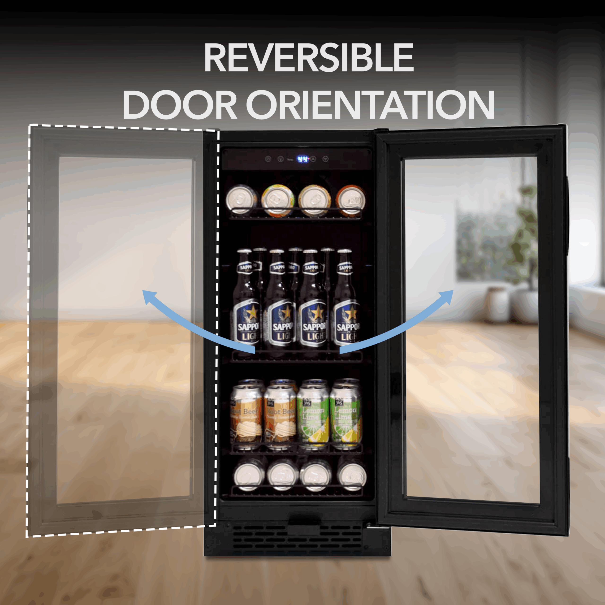 15″ Built-in Black Glass 128-can capacity 3.0 cu ft. Beverage Refrigerator - Whynter BBR-801BG - Whynter - Wine Fridge Pros