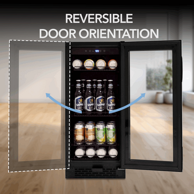 15″ Built-in Black Glass 128-can capacity 3.0 cu ft. Beverage Refrigerator - Whynter BBR-801BG - Whynter - Wine Fridge Pros