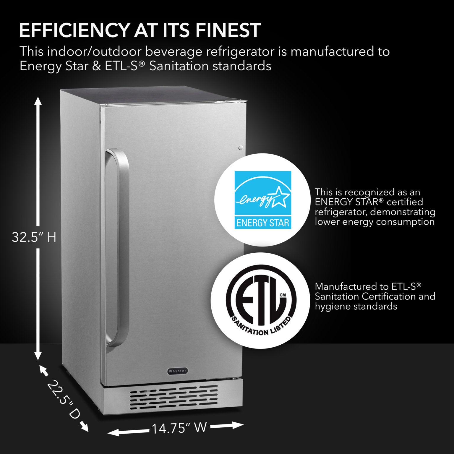 15″ Built-In Energy Star 3.0 cu. ft. Indoor/Outdoor Beverage Refrigerator Cooler - BOR-326FS