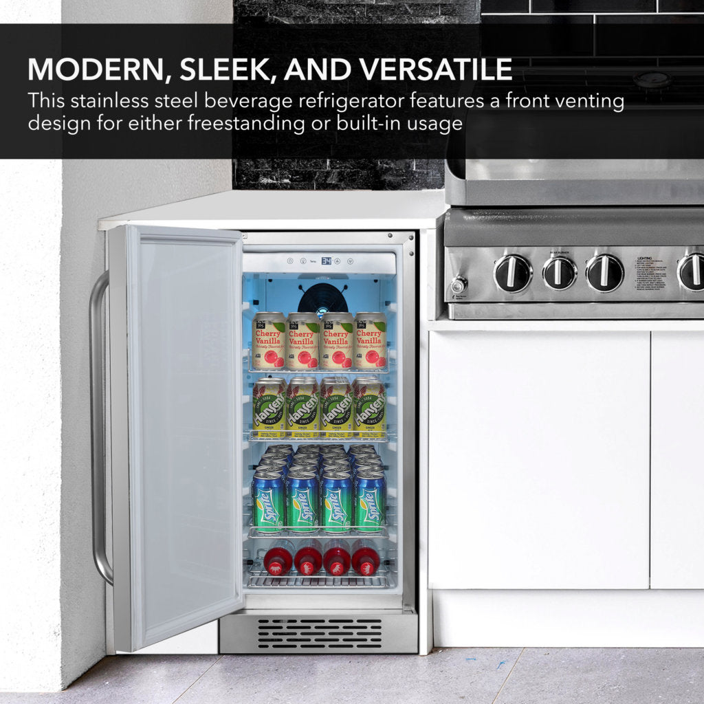 15″ Built-In Energy Star 3.0 cu. ft. Indoor/Outdoor Beverage Refrigerator Cooler - BOR-326FS