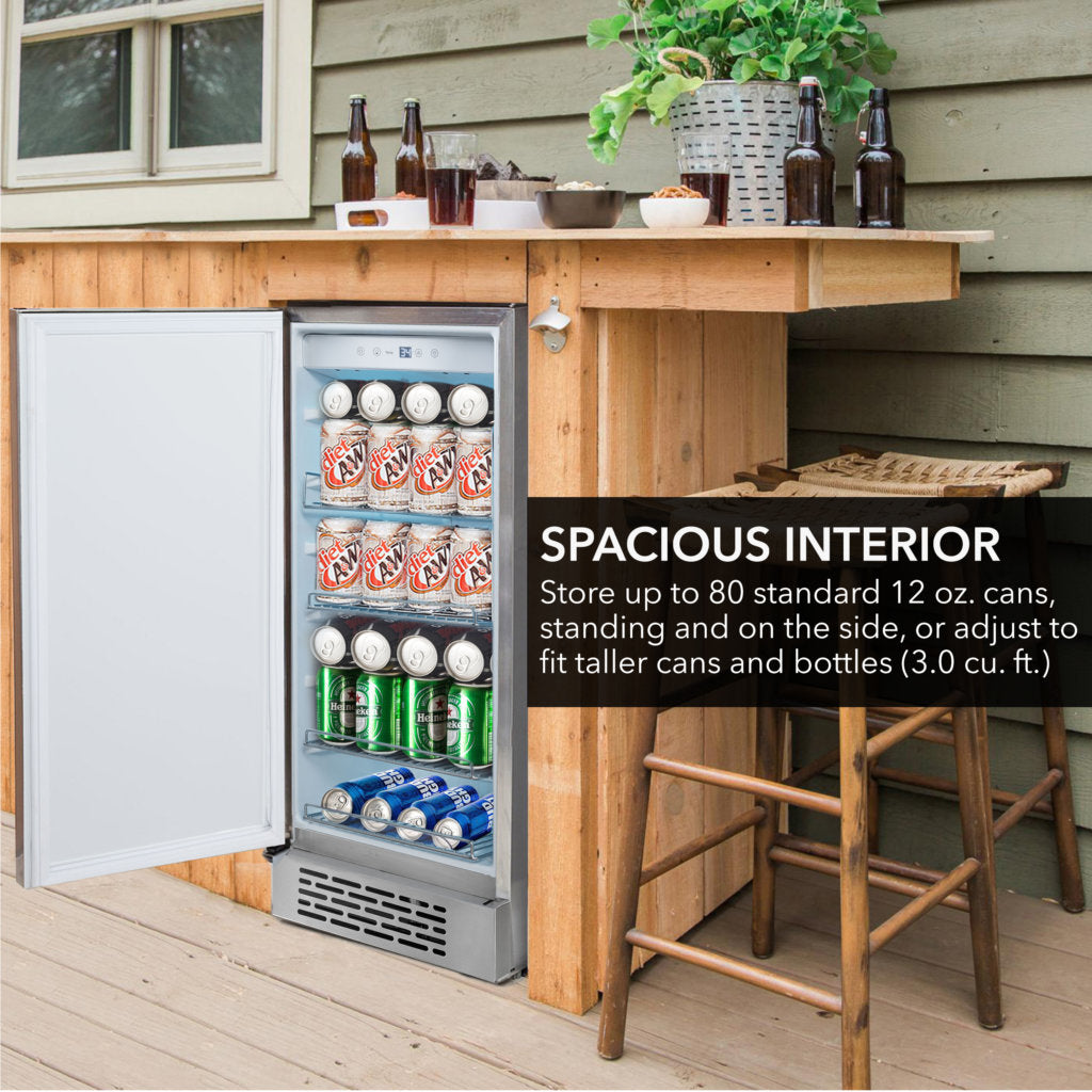 15″ Built-In Energy Star 3.0 cu. ft. Indoor/Outdoor Beverage Refrigerator Cooler - BOR-326FS