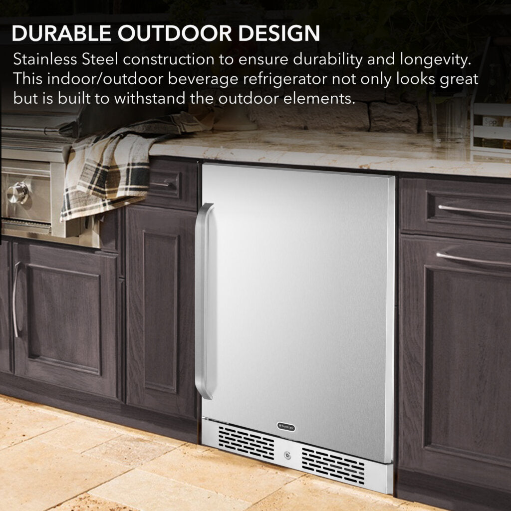24″ Width Energy Star 5.3 cu. ft. Indoor/Outdoor Beverage Refrigerator Cooler | BOR-53024-SSW