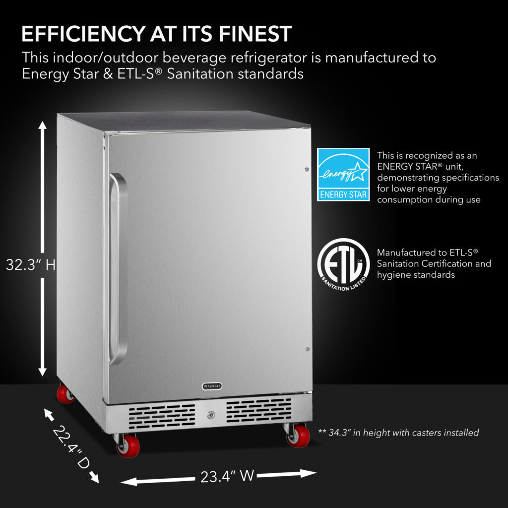 24″ Width Energy Star 5.3 cu. ft. Indoor/Outdoor Beverage Refrigerator Cooler | BOR-53024-SSW