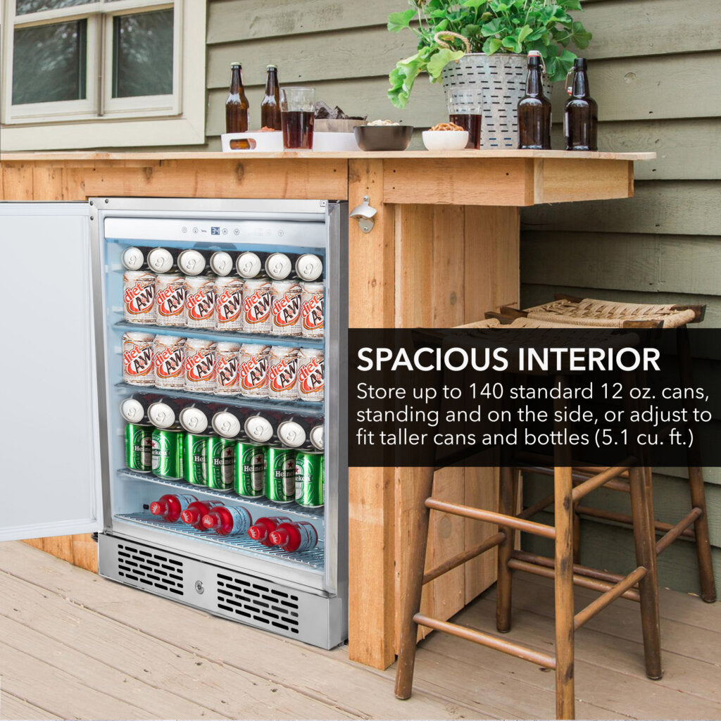 24″ Width Energy Star 5.3 cu. ft. Indoor/Outdoor Beverage Refrigerator Cooler | BOR-53024-SSW