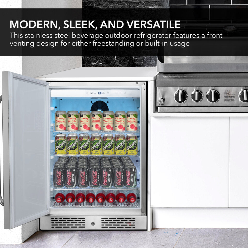 24″ Width Energy Star 5.3 cu. ft. Indoor/Outdoor Beverage Refrigerator Cooler | BOR-53024-SSW
