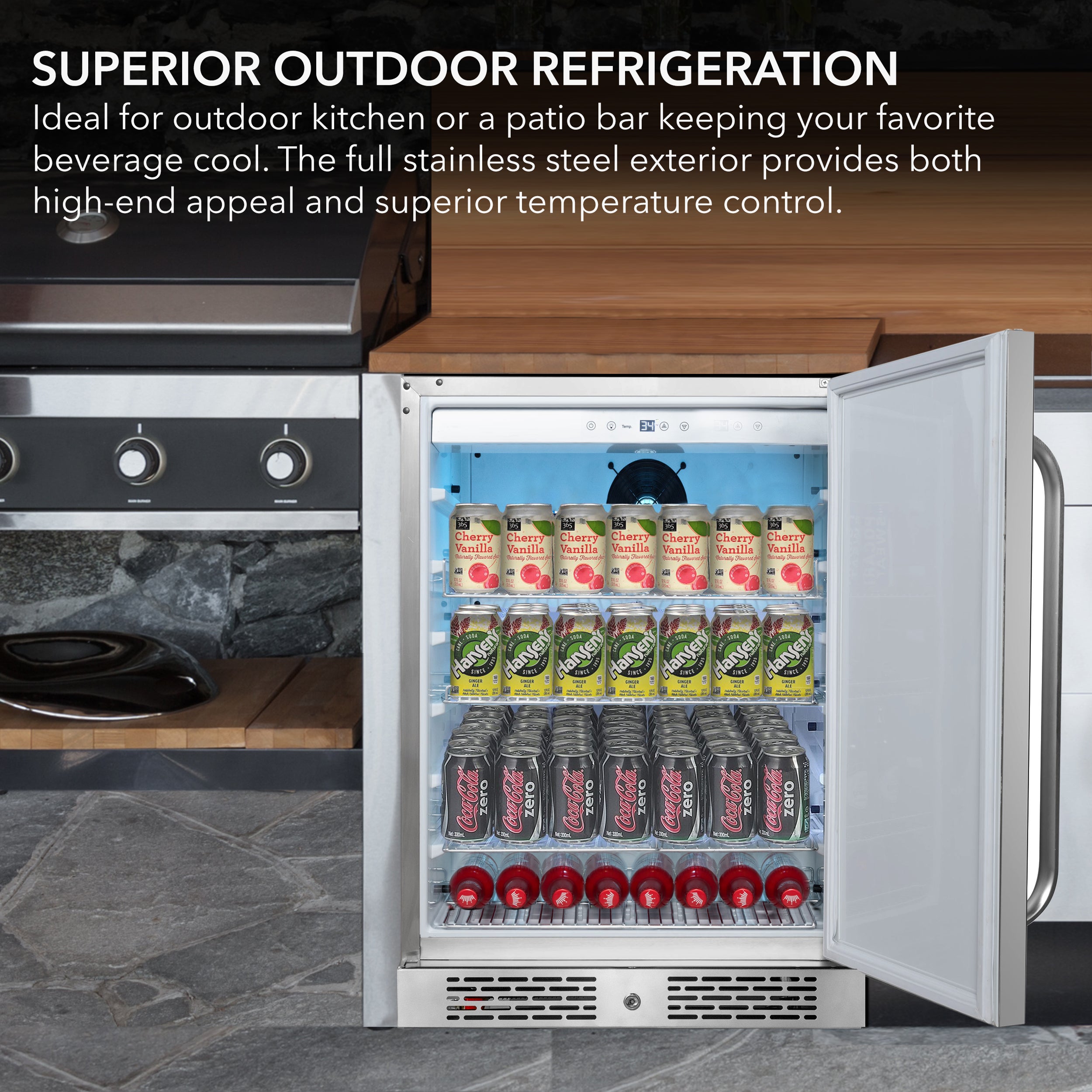 24″ Width Energy Star 5.3 cu. ft. Indoor/Outdoor Beverage Refrigerator Cooler | BOR-53024-SSW