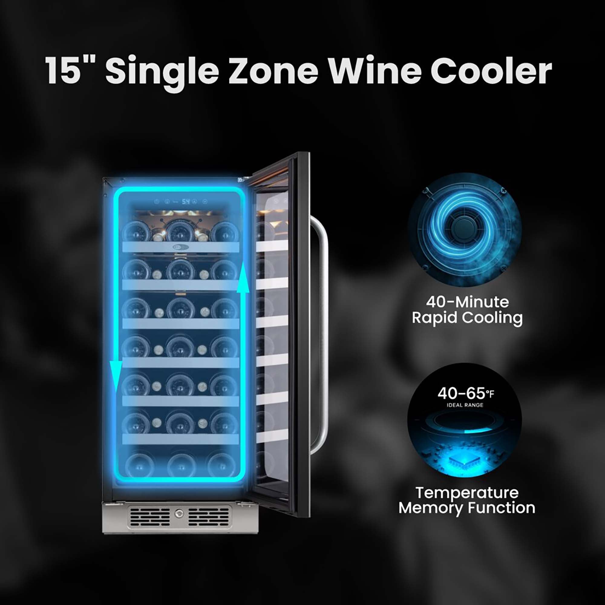 15″ Undercounter 33 Bottle Seamless Stainless Steel Wine Fridge | BSR-033SW
