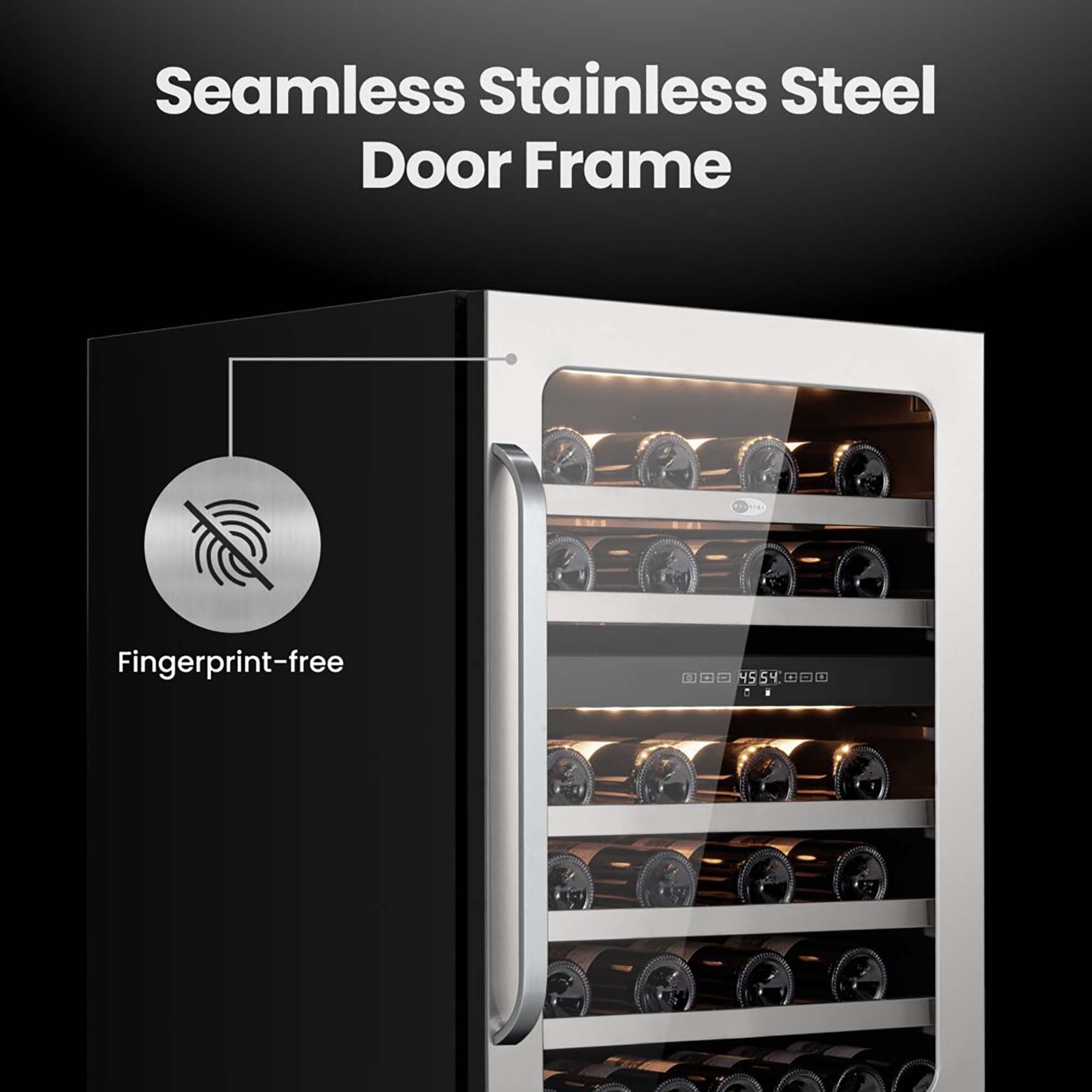 24″ Undercounter 46 Bottle Seamless Stainless Steel Wine Fridge | BSR-046DW