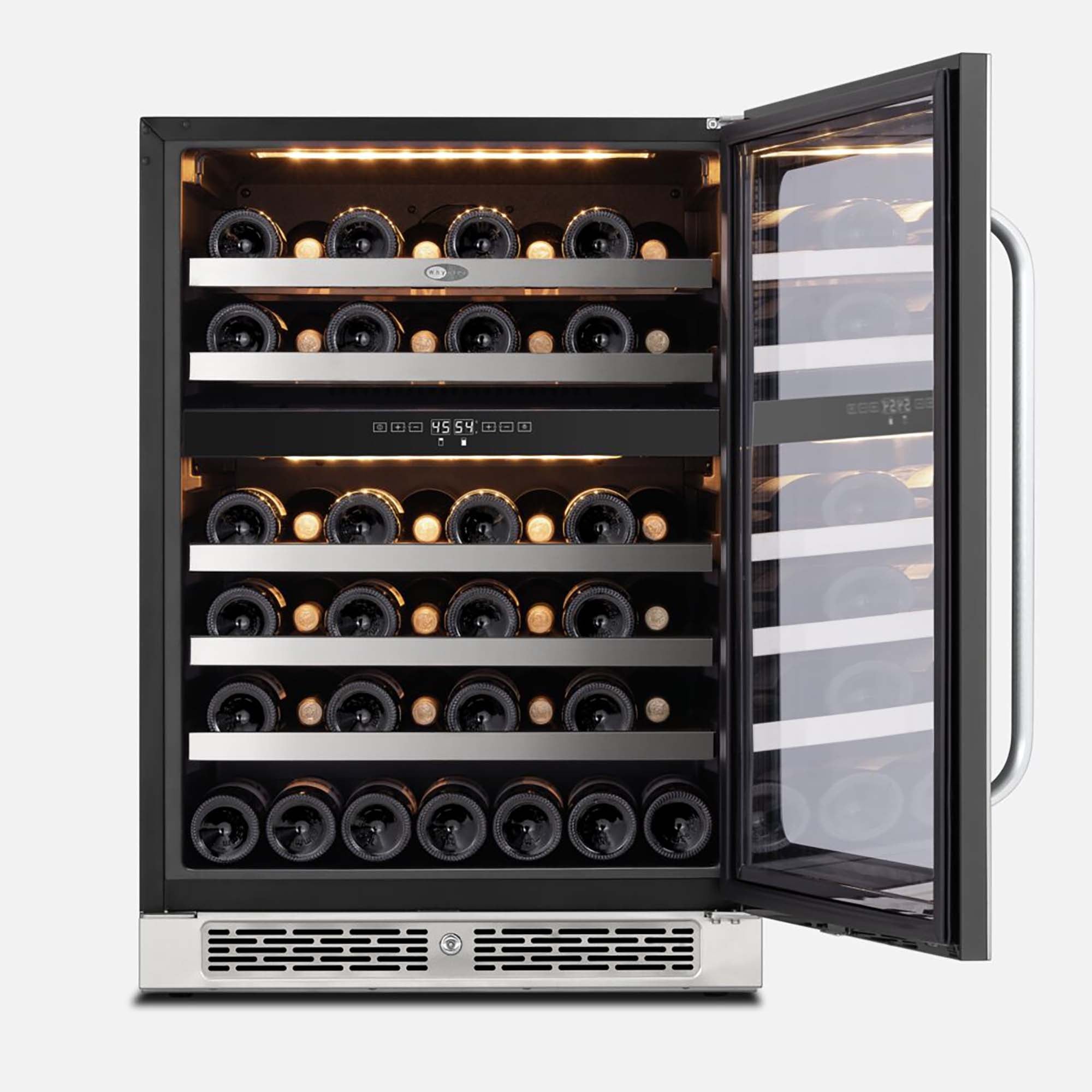 24″ Undercounter 46 Bottle Seamless Stainless Steel Wine Fridge | BSR-046DW