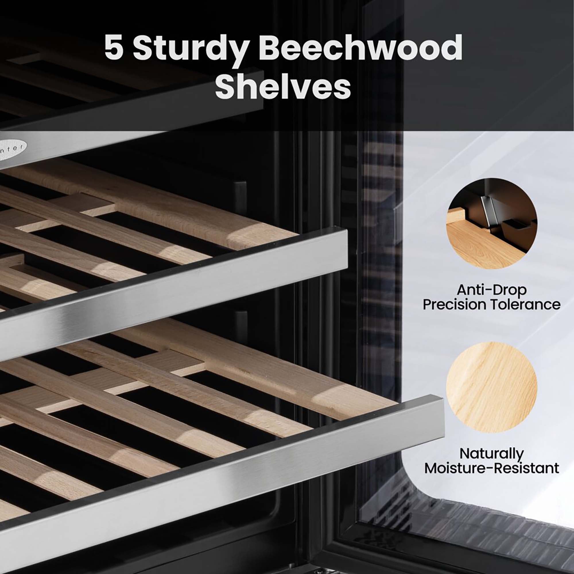 24″ Undercounter 46 Bottle Seamless Stainless Steel Wine Fridge | BSR-046DW