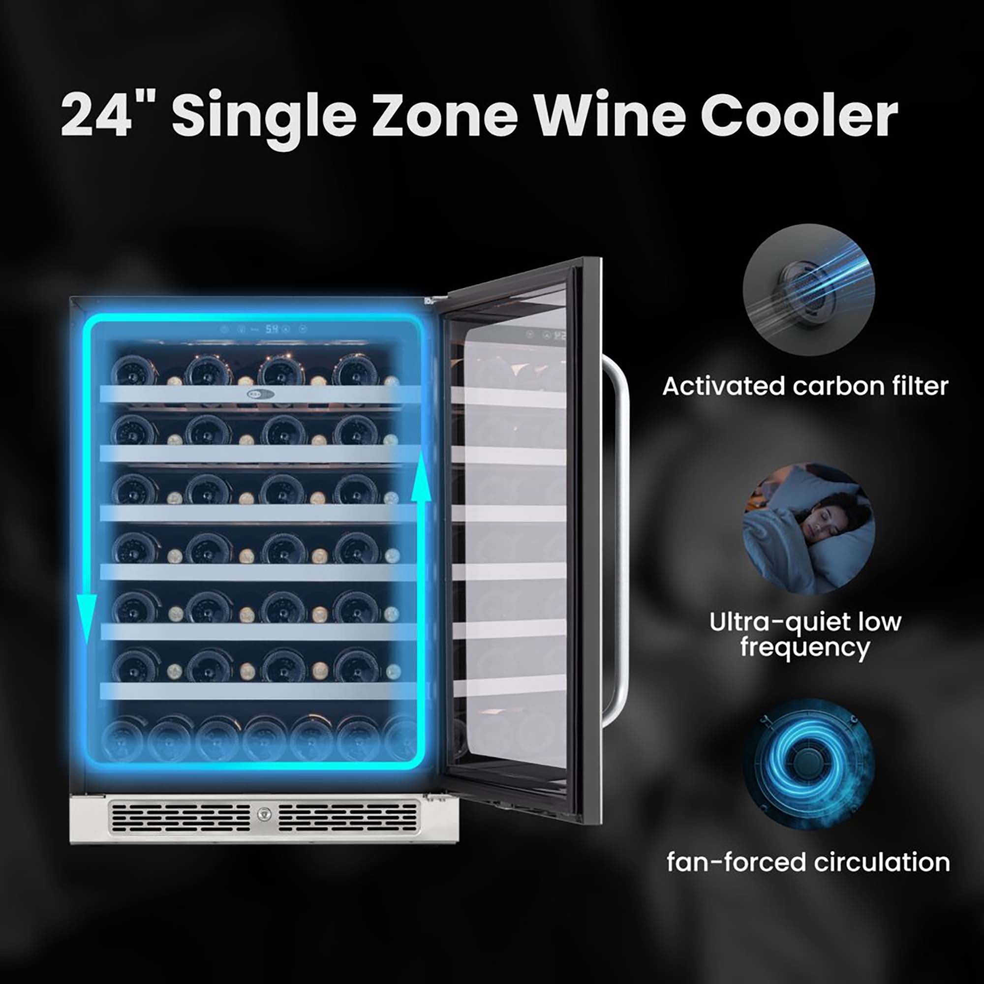 24″ Undercounter 54 Bottle Seamless Stainless Steel Wine Fridge | BSR-054SW