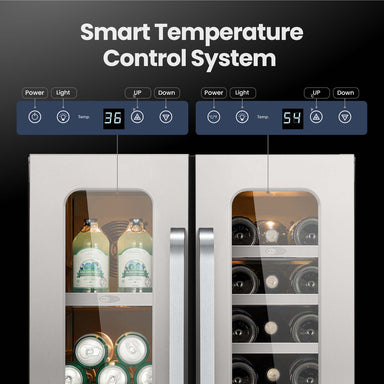 24″ Built-In French-door Dual Zone Seamless Stainless Steel 76 Can 20 Bottle Beverage/Wine Refrigerator | Whynter BSR-6020FDS - Whynter - Wine Fridge Pros