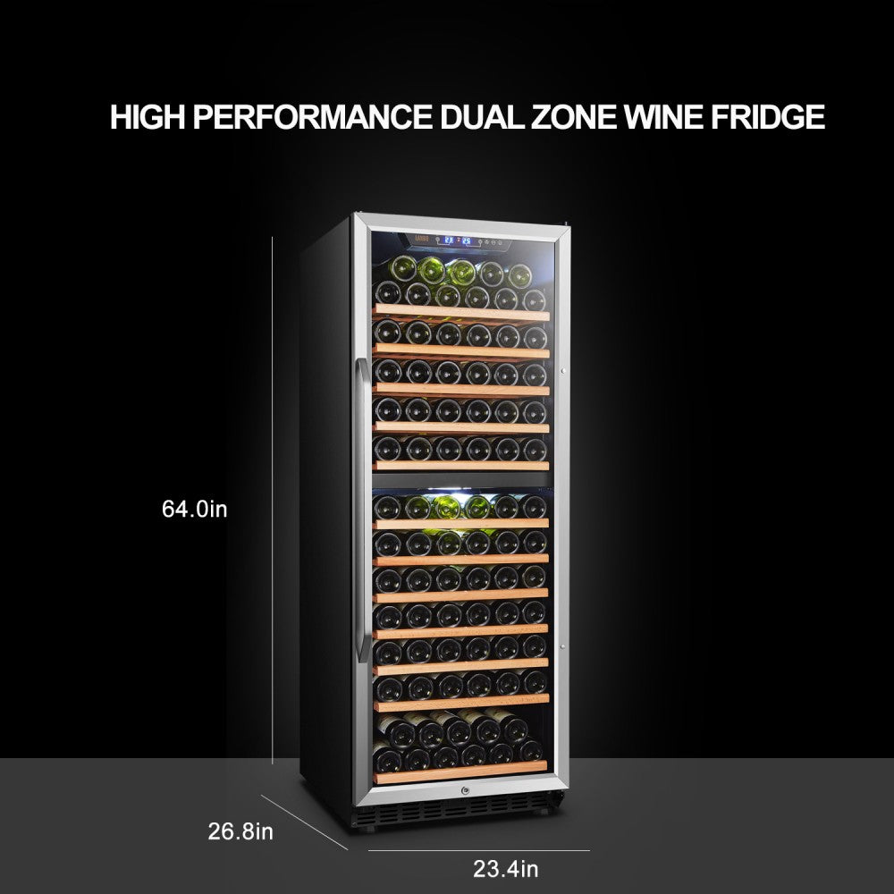 138 BOTTLE DUAL ZONE WINE COOLER - LANBO  LW142D - Lanbo Appliances - Wine Fridge Pros