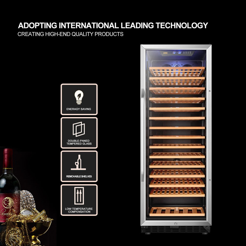 149 BOTTLE SINGLE ZONE WINE COOLER - LANBO  LW155S - Lanbo Appliances - Wine Fridge Pros