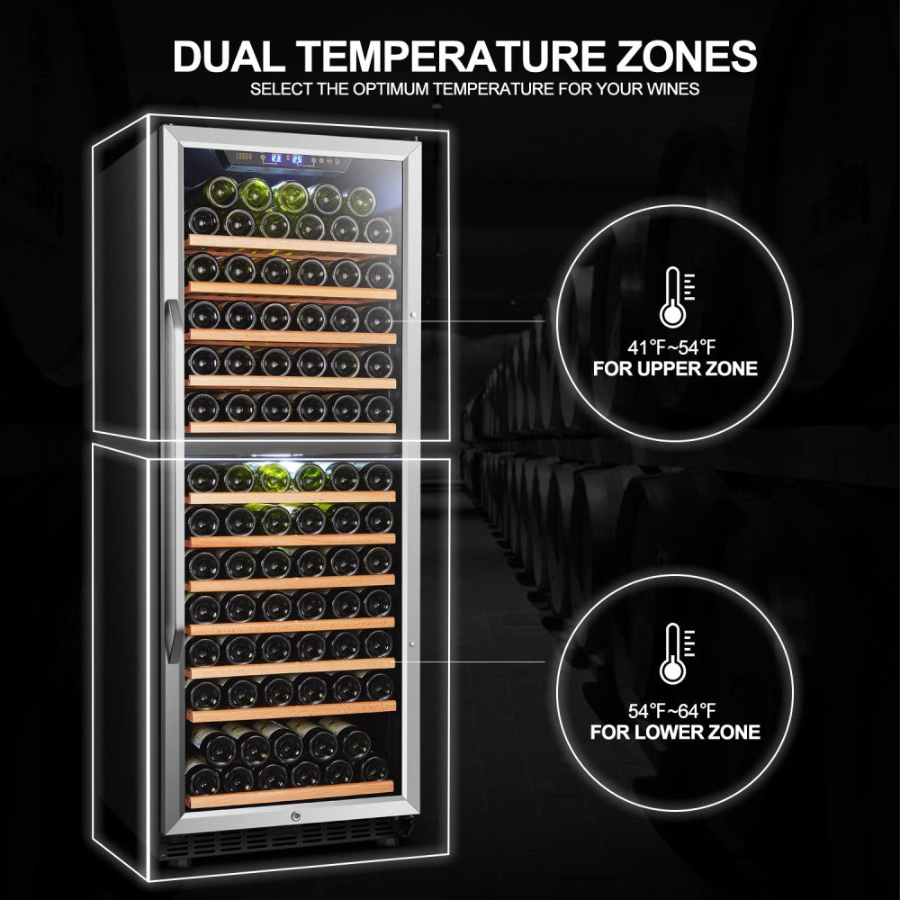 138 BOTTLE DUAL ZONE WINE COOLER - LANBO  LW142D - Lanbo Appliances - Wine Fridge Pros