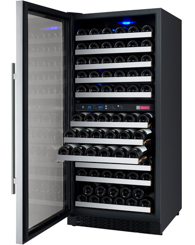 24" Wide FlexCount II Tru-Vino 121 Bottle Dual Zone Stainless Steel Left Hinge Wine Refrigerator - Allavino VSWR121-2SL20 - Allavino - Wine Fridge Pros