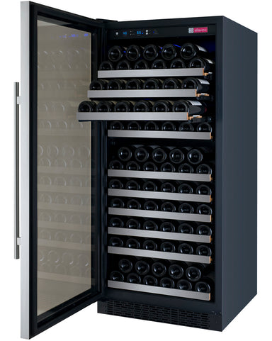 24" Wide FlexCount II Tru-Vino 128 Bottle Single Zone Stainless Steel Left Hinge Wine Refrigerator - Allavino VSWR128-1SL20 - Allavino - Wine Fridge Pros