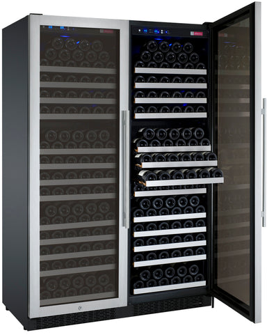 47" Wide FlexCount II Tru-Vino 354 Bottle Dual Zone Stainless Steel Side-by-Side Wine Refrigerator - Allavino 2X-VSWR177-1S20 - Allavino - Wine Fridge Pros