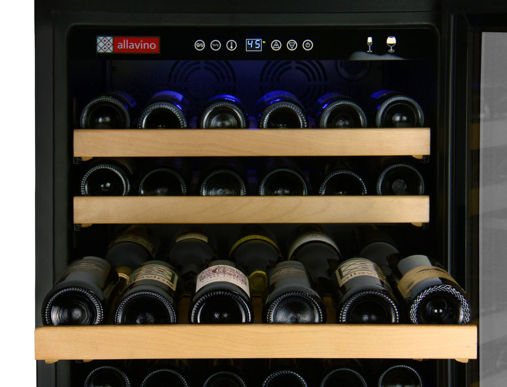 48" Wide FlexCount Classic II Tru-Vino 348 Bottle Dual Zone Stainless Steel Side-by-Side Wine Refrigerator - Allavino 2X-YHWR174-1S20 - Allavino - Wine Fridge Pros