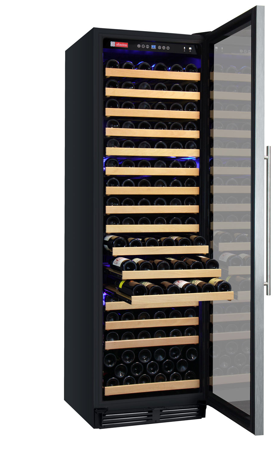 24" Wide FlexCount Classic II Tru-Vino 174 Bottle Single Zone Stainless Steel Right Hinge Wine Refrigerator - Allavino YHWR174-1SR20 - Allavino - Wine Fridge Pros