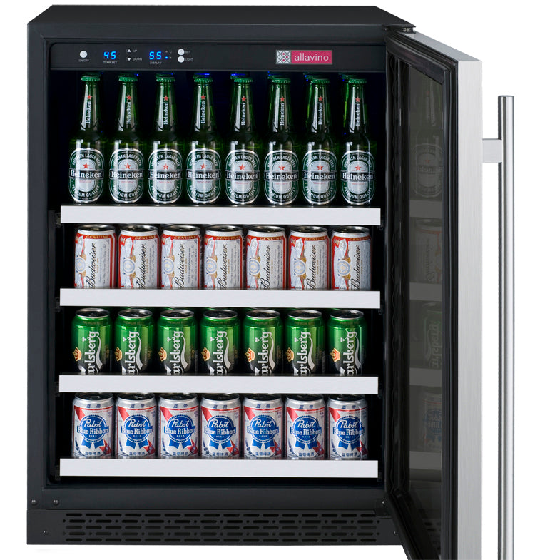 24" Wide FlexCount II Tru-Vino Stainless Steel Right Hinge Beverage Center - Allavino VSBC24-SR20 - Allavino - Wine Fridge Pros