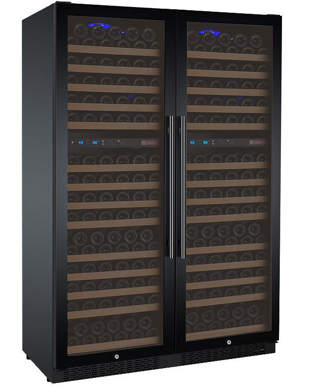 47" Wide FlexCount II Tru-Vino 344 Bottle Four Zone Black Side-by-Side Wine Refrigerator - Allavino 2X-VSWR172-2B20 - Allavino - Wine Fridge Pros