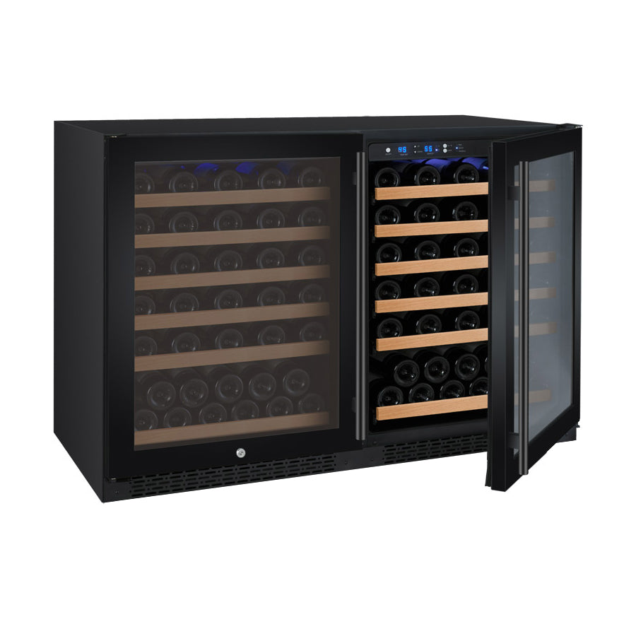 47" Wide FlexCount II Tru-Vino 112 Bottle Dual Zone Black Side-by-Side Wine Refrigerator - Allavino 2X-VSWR56-1B20 - Allavino - Wine Fridge Pros