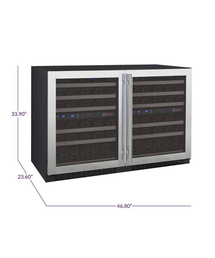 47" Wide FlexCount II Tru-Vino 112 Bottle Dual-Zone Stainless Steel Side-by-Side Wine Refrigerator - Allavino 2X-VSWR56-1S20 - Allavino - Wine Fridge Pros