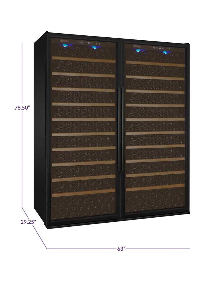 63" Wide Vite II Tru-Vino 554 Bottle Dual Zone Black Side-by-Side Wine Refrigerator - Allavino 2X-YHWR305-1B20 - Allavino - Wine Fridge Pros