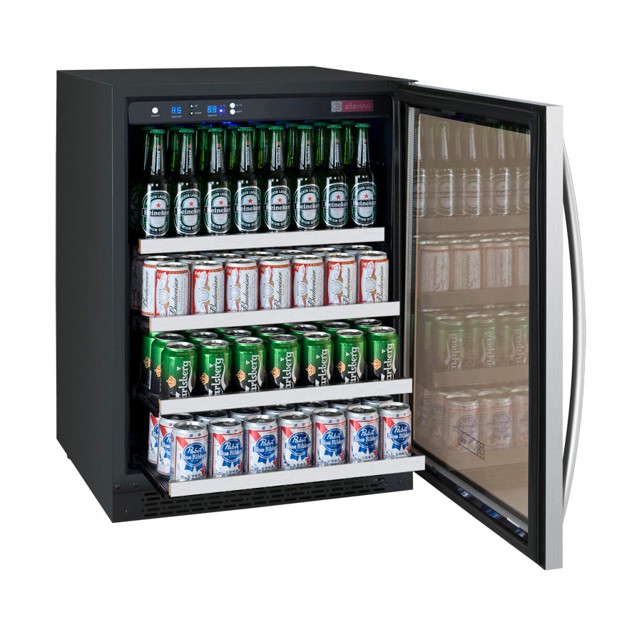 24" Wide FlexCount II Tru-Vino Stainless Steel Right Hinge Beverage Center - Allavino VSBC24-SR20 - Allavino - Wine Fridge Pros