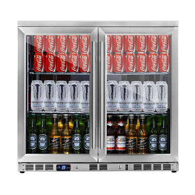 36 Inch Heating Glass 2 Door Built In Beverage Fridge - KingsBottle KBU56M - KingsBottle - Wine Fridge Pros