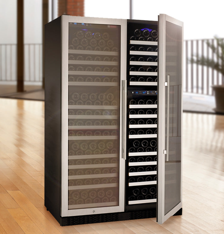 47" Wide FlexCount II Tru-Vino 349 Bottle Three Zone Stainless Steel Side-by-Side Wine Refrigerator - Allavino 3Z-VSWR7772-S20 - Allavino - Wine Fridge Pros