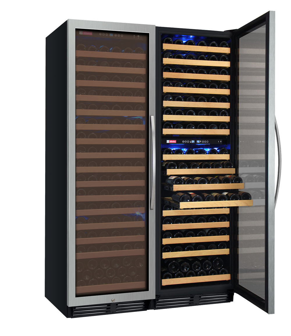 48" Wide FlexCount Classic II Tru-Vino 346 Bottle Three Zone Stainless Steel Side-by-Side Wine Refrigerator - Allavino 3Z-YHWR7274-S20 - Allavino - Wine Fridge Pros