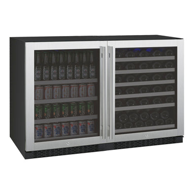 47" Wide FlexCount II Series 56 Bottle/154 Can Dual Zone Stainless Steel Side-by-Side Wine Refrigerator/Beverage Center - Allavino 3Z-VSWB24-2S20 - Allavino - Wine Fridge Pros